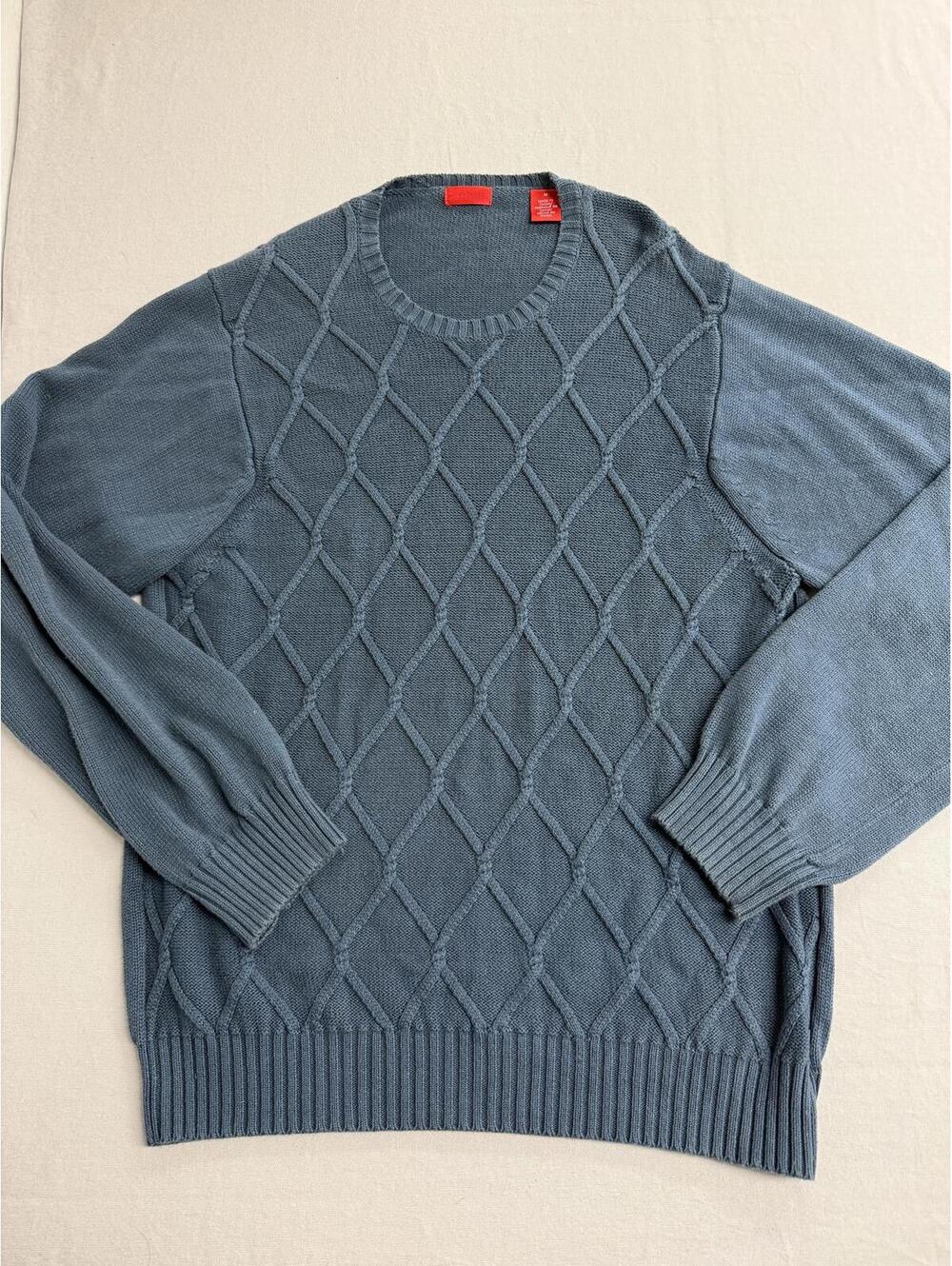 Izod Mens Cable Knit Sweater Blue Fade Long Sleeve - M